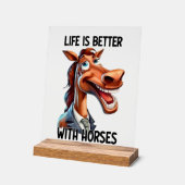 Koele paardenliefhebbers word art acryl bord (Hoek)