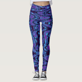 Koele Paarse en Blauwe Abstracte Tie Dye Retro Gol Leggings
