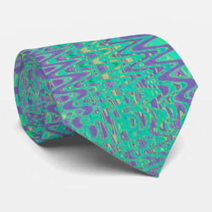 Koele Paarse en Groene Abstracte Tye Dye Retro Gol Stropdas