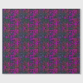 Koele Paarse Groene Raster Maze Line Pattern Cadeaupapier (Vlak)
