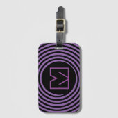 Koele Paarse Spiraalvormige Wervel Monogram Bagagelabel (Voorkant (verticaal))