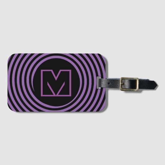 Koele Paarse Spiraalvormige Wervel Monogram Bagagelabel (Voorkant (horizontaal))