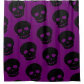 Koele Paarse Zwarte Gothic Schedels Decoratief Douchegordijn (Voorkant)