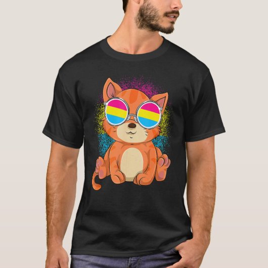 Koele Pan Pride Zonnebril Pride Maand Kat LGBT Pan T-shirt (Voorkant)
