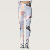 Koele pastelkleuren penseelstreken collage leggings (Voorkant)