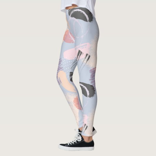Koele pastelkleuren penseelstreken collage leggings (Links)