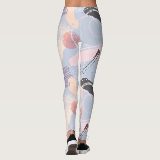 Koele pastelkleuren penseelstreken collage leggings (Achterkant)