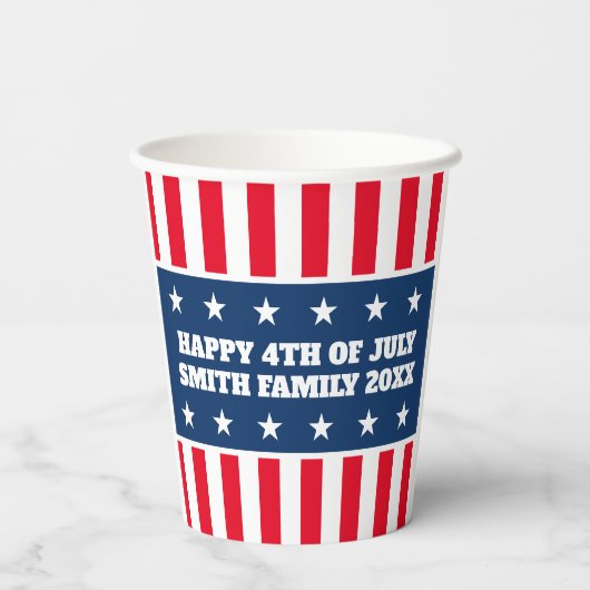 Koele patriottische Amerikaanse vlag 4th of Juli f Papieren Bekers (Achterkant)