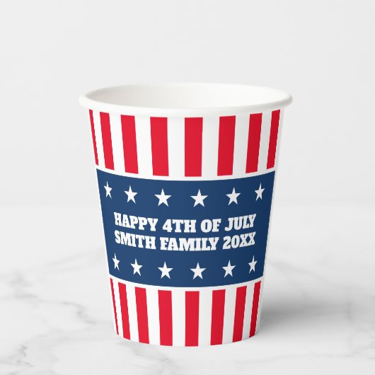 Koele patriottische Amerikaanse vlag 4th of Juli f Papieren Bekers (Voorkant)