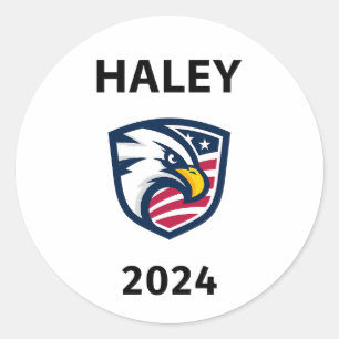 Koele Patriottische Nikki Haley 2024 Verkiezingsad Ronde Sticker