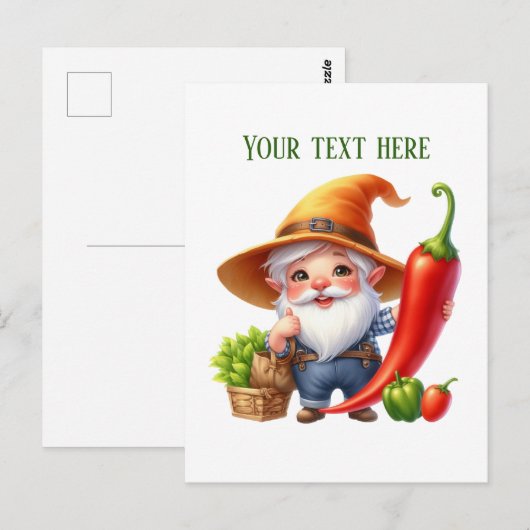 Koele pepergnome aanpasbaar briefkaart (Voorkant / Achterkant)