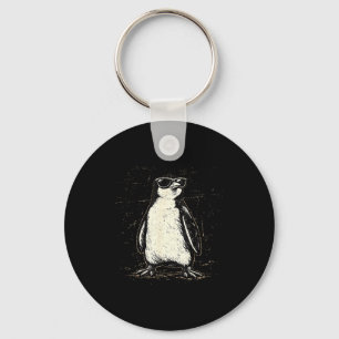 Koele pinguïn die een zonnebril draagt vintage die sleutelhanger