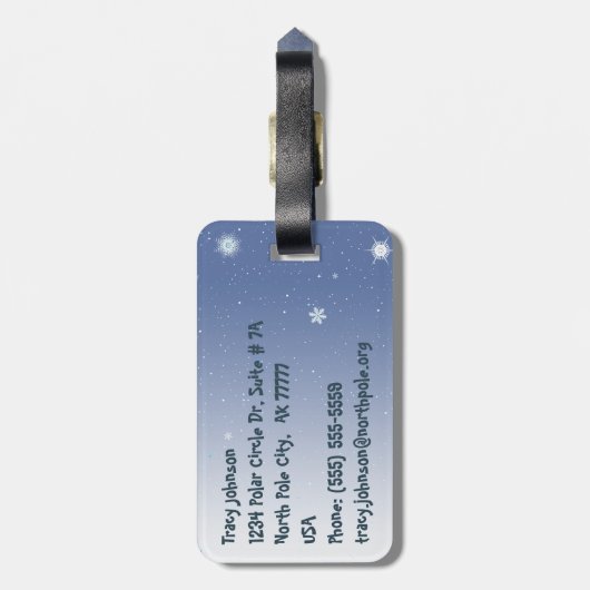 Koele pinguïn met kerstmuts bagagelabel (Achterkant verticaal)