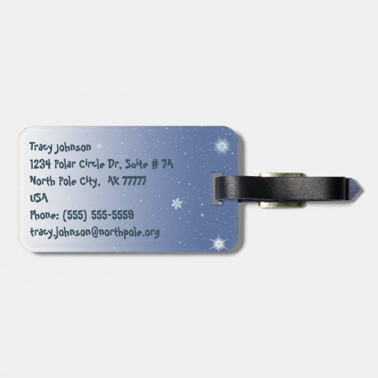 Koele pinguïn met kerstmuts bagagelabel (Achterkant horizontaal)