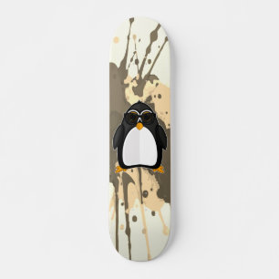 Koele Pinguïn Met Zonnebril Neutrale Verfspatten Persoonlijk Skateboard