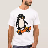 Koele Pinguïn op Skateboard T-shirt (Voorkant)