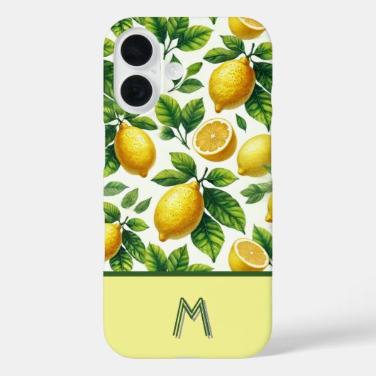 Koele pittige citroenen patterned mongrammed Case-Mate iPhone case (Achterkant)
