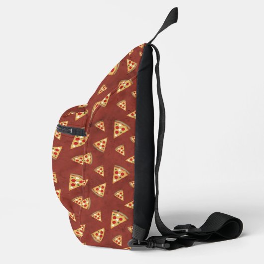 Koele pizzaplakjes  donkerrood motief sling bag (Rechts)