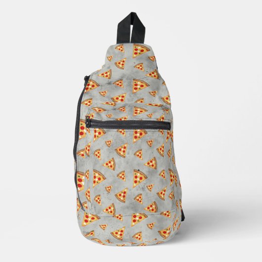 Koele pizzaplakjes  lichtgrijs patroon sling bag (Voorkant)