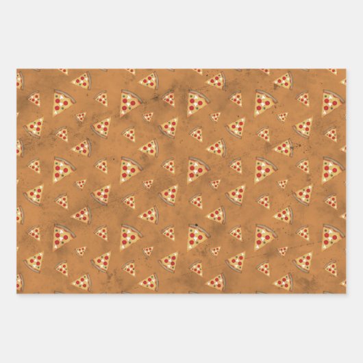 Koele pizzaplakjes  oranje bruin motief inpakpapier vel (Voorkant 3)