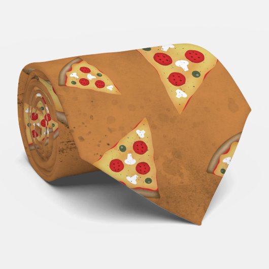 Koele pizzaplakjes  oranje bruin motief stropdas (Opgerold)