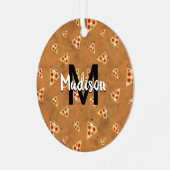 Koele pizzasneden bruin motief Monogram Metalen Ornament (Voorkant links)