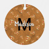 Koele pizzasneden bruin motief Monogram Metalen Ornament (Voorkant)