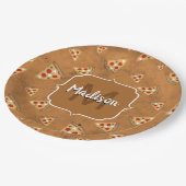 Koele pizzasneden  bruin motief Monogram Papieren Bordje (Gekanteld)