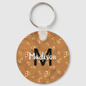 Koele pizzasneden bruin motief Monogram Sleutelhanger (Achterkant)