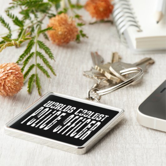 Koele politieagenten werven koelste politieagent sleutelhanger (Zijkant)