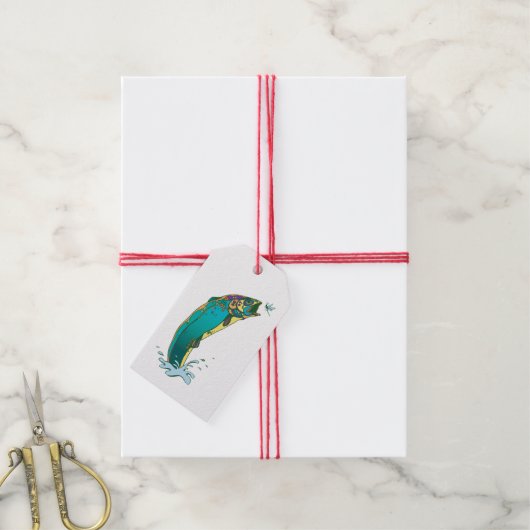 Koele psychedelische springforel cadeaulabel (Met Touw)