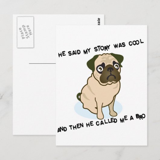 Koele Pug van het Verhaal Briefkaart (Voorkant / Achterkant)