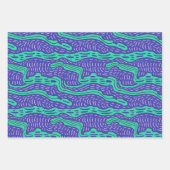 Koele rare Blauwgroen Paarse lijnen n Squiggles Pa Inpakpapier Vel (Voorkant)