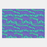 Koele rare Blauwgroen Paarse lijnen n Squiggles Pa