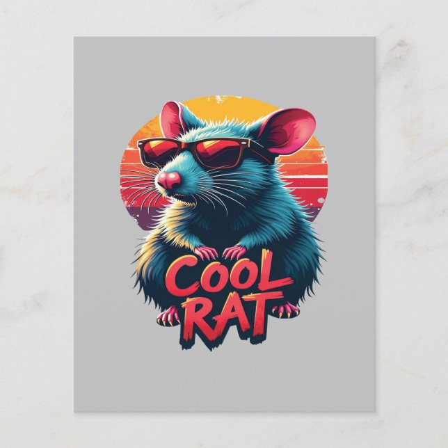 Koele Rat met Zonnebril Retro Sunset Design (Voorkant)