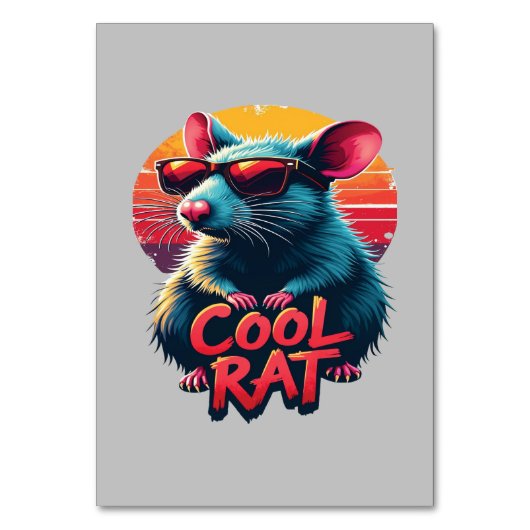Koele Rat met Zonnebril Retro Sunset Design Kaart (Voorkant)