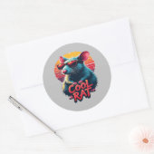 Koele Rat met Zonnebril Retro Sunset Design Ronde Sticker (Envelop)