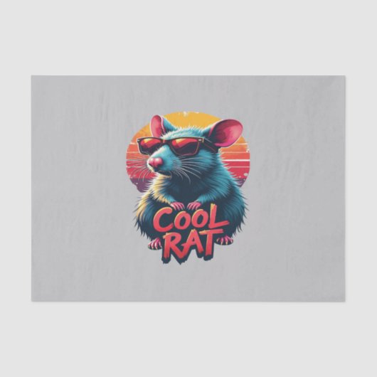 Koele Rat met Zonnebril Retro Sunset Design Tissuepapier (Voorkant)