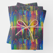 Koele Regenboog Partij Verf Drip Herhalend Patroon Inpakpapier Vel (In situ)