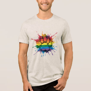 Koele Regenboogkleuren spatten Beer Klauw Beer tro Tri-Blend Shirt