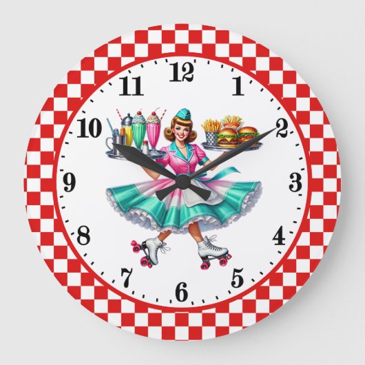 Koele Retro diner jaren 50 server Grote Klok (Voorkant)