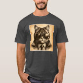 Koele Retro Kat in Aviator Zonnebril, Sepia Unisex T-shirt (Voorkant)