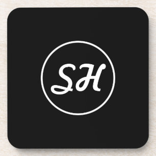 Koele Retro-Moderne Stijl Monogram Zwart & Wit Bier Onderzetter
