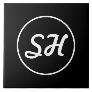 Koele Retro-Moderne Stijl Monogram Zwart & Wit Tegeltje