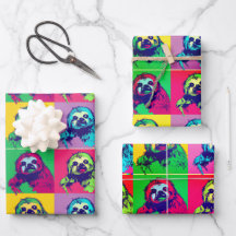 Koele retro Popart luiaard ontworpen inpakpapier