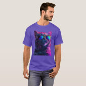 Koele Retro Regenboog Zonnebril Kat T-shirt (Voorkant volledig)