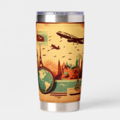 Koele retro reisliefhebbers vliegtuig geïsoleerde drinkbeker (Achterkant)