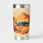 Koele retro reisliefhebbers vliegtuig geïsoleerde drinkbeker (Achterkant)