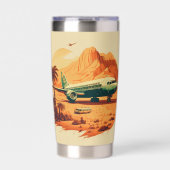 Koele retro reisliefhebbers vliegtuig geïsoleerde drinkbeker (Voorkant)