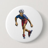 Koele Retro Rollerblading Inline Skater Ronde Button 7,6 Cm (Voorkant)